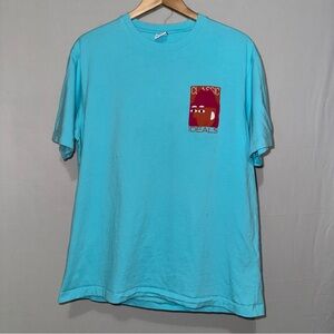 Zara Turquoise Tee with velvet Graphic Adult Size Large